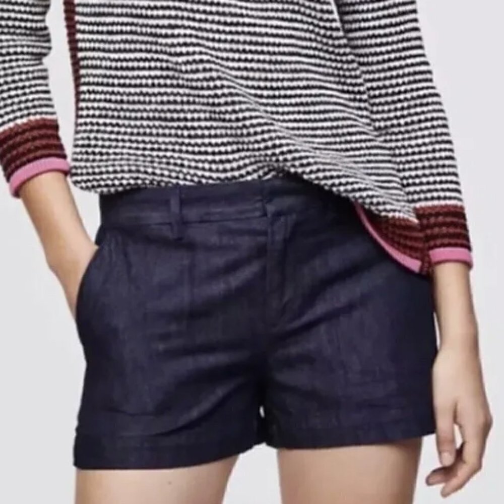 Ann Taylor LOFT The Riviera Dark Blue Wash Denim Shorts 14